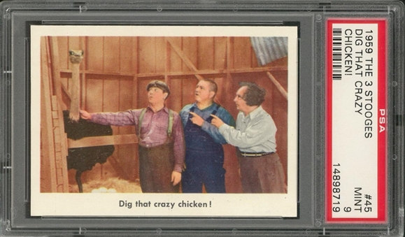 1959 Fleer "Three Stooges" #45 "Dig That Crazy Chicken!" – PSA MINT 9